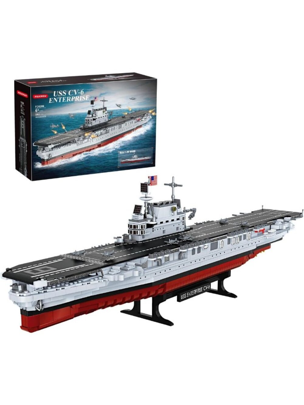 WWII USS Enterprise CV-6 Battleship Model - Compatible with Lego Military Set